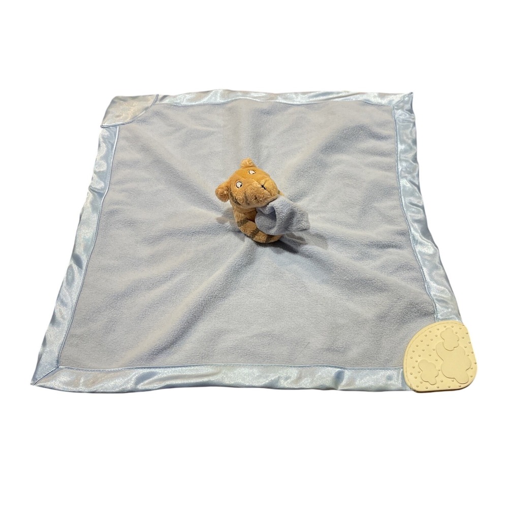 Classic Pooh Bear's Tigger Plush Blue‎ Security Blanket Lovey Crinkle Satin Trim